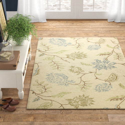 Eberle Hand Tufted Wool Ivory/Blue/Brown Rug & Reviews Birch Lane